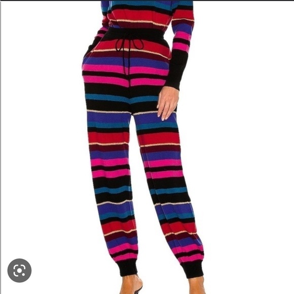 Ronny Kobo wool cashmere blend striped knit jogger pants - Picture 2 of 6